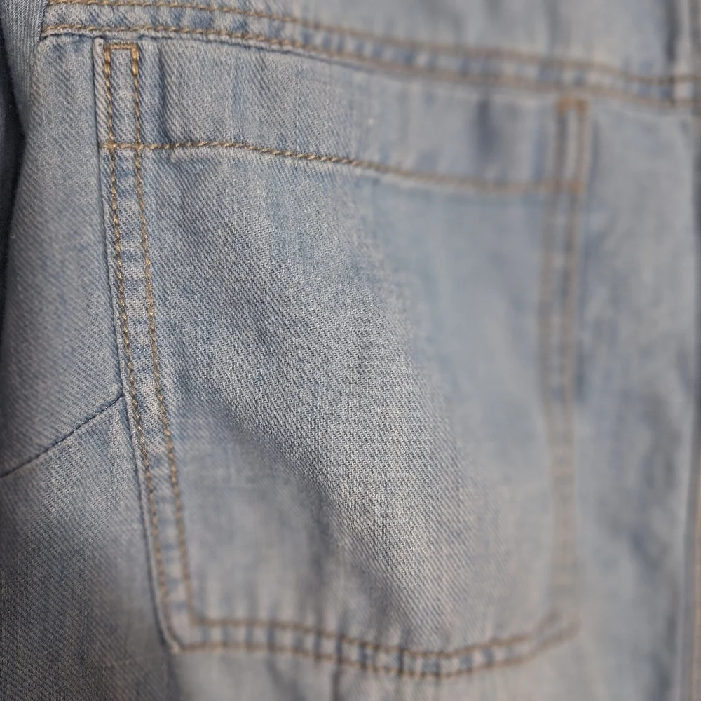 J Jill Linen Denim Top Button Down Long Sleeve Chambray Country Western Medium T - Picture 5 of 11